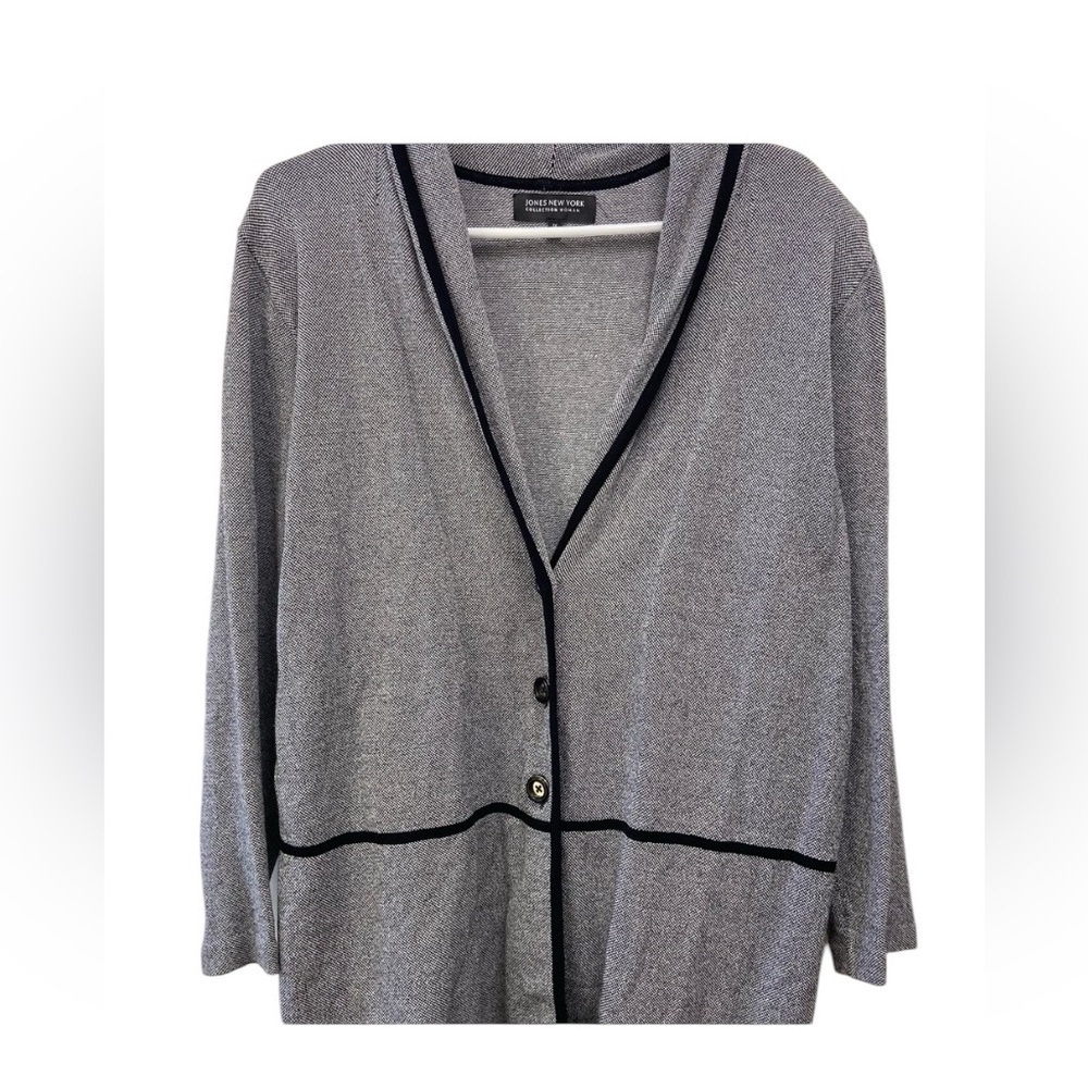 Jones New York 1X women’s collection cardigan soft grey blazer $69